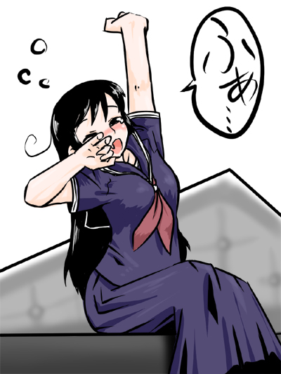 loungena, kamura reiri, kaibutsu oujo, 00s, black hair, school uniform, serafuku, vampire