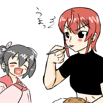 loungena, riza wildman, kaibutsu oujo, lowres, 00s, grey hair, red hair