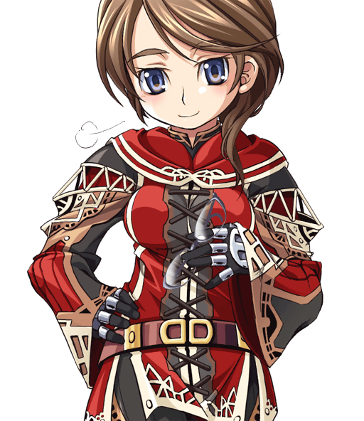 katy (artist), final fantasy, final fantasy xi, 00s, 1girl, blue eyes, brown hair, female focus, glasses, holding, holding removed eyewear, hume, simple background, solo, unworn eyewear