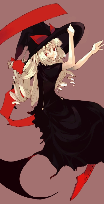tagme, 1girl, blonde hair, female focus, hat, red eyes, solo, witch hat
