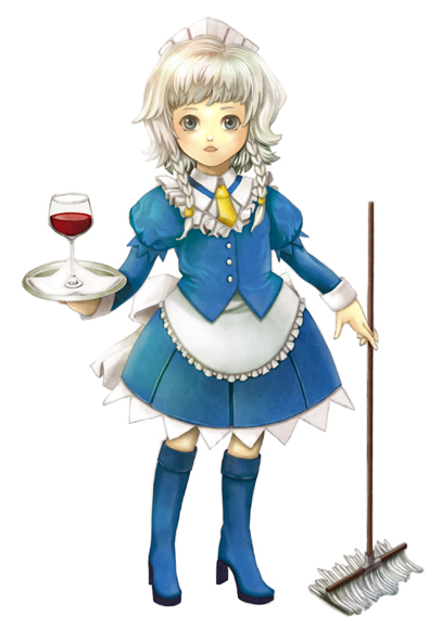 ishiatama, izayoi sakuya, touhou, silver hair, 1girl, braid, female focus, short hair, solo, twin braids