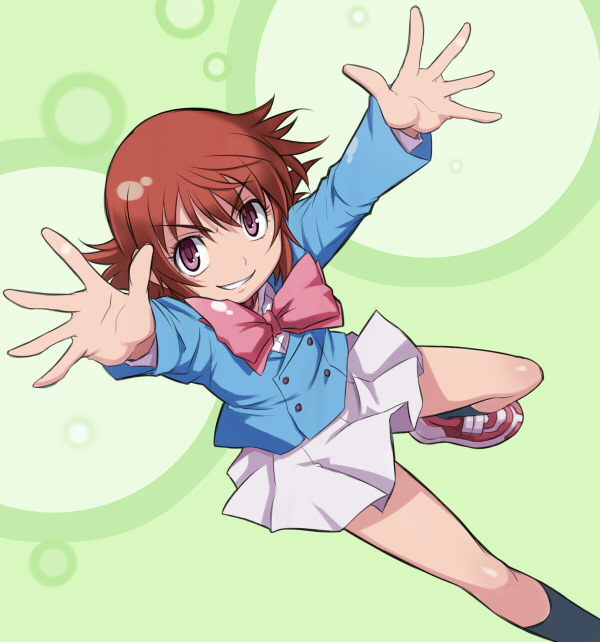 maruto!, akashi kaoru, zettai karen children, bad id, bad pixiv id, 00s, bow, bowtie, brown hair, foreshortening, purple eyes, solo