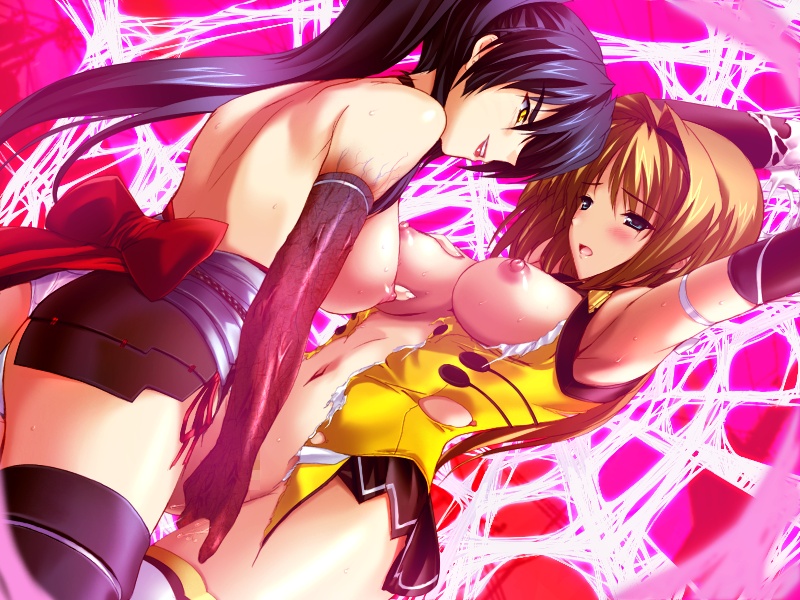 onigirikun, subaru (choukou sennin haruka), takamori haruka, choukou (alicesoft), choukou sennin haruka, game cg, 00s, 2girls, armband, armpits, ass, assisted exposure, back, bdsm, blue eyes, blue hair, blush, bondage, bound, breasts, brown hair, censored, dutch angle, elbow gloves, fingering, gloves, grabbing another's breast, groping, large breasts, lipstick, long hair, makeup, mosaic censoring, multiple girls, naughty face, ninja, nipples, no bra, no panties, panties, ponytail, purple panties, pussy juice, rape, restrained, silk, smile, spider web, sweat, thighhighs, thong, torn clothes, underwear, yellow eyes, yuri, zettai ryouiki
