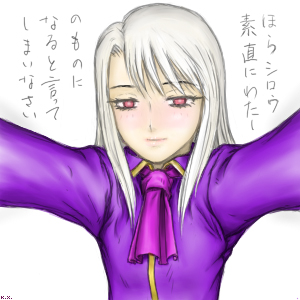 k.x., illyasviel von einzbern, fate/hollow ataraxia, fate/stay night, fate (series), type-moon, lowres, 00s, red eyes