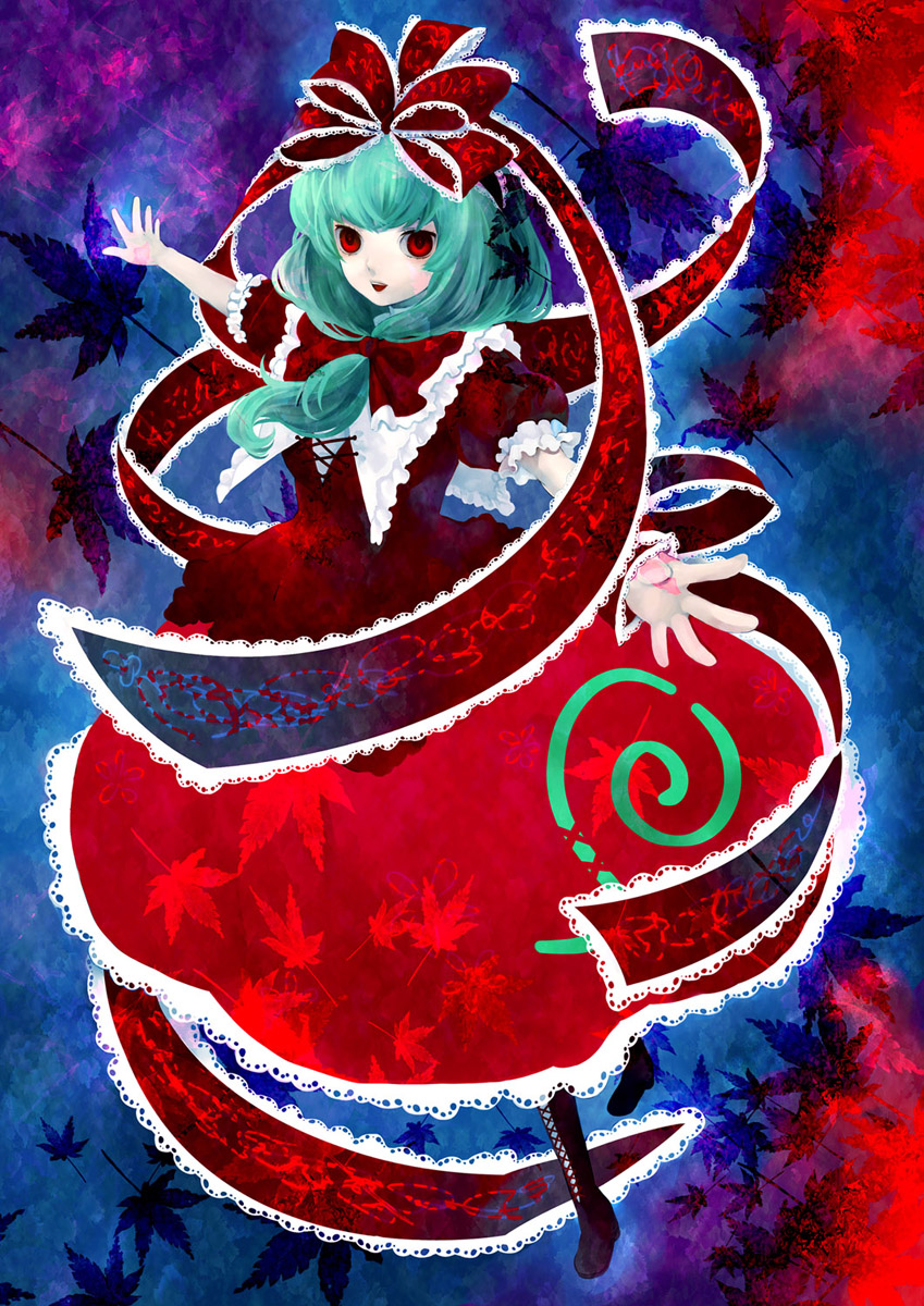 yoko (shiocolor), kagiyama hina, touhou, bad id, bad pixiv id, highres, 1girl, female focus, front ponytail, smile, solo