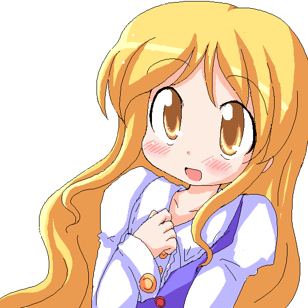 geetsu, watatsuki no toyohime, silent sinner in blue, touhou, touhou bougetsushou, 1girl, blonde hair, blush, female focus, long hair, no headwear, oekaki, open mouth, solo, yellow eyes