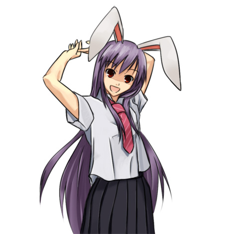 ruit, reisen udongein inaba, touhou, lowres, 1girl, animal ears, female focus, rabbit ears, simple background, solo, standing, white background
