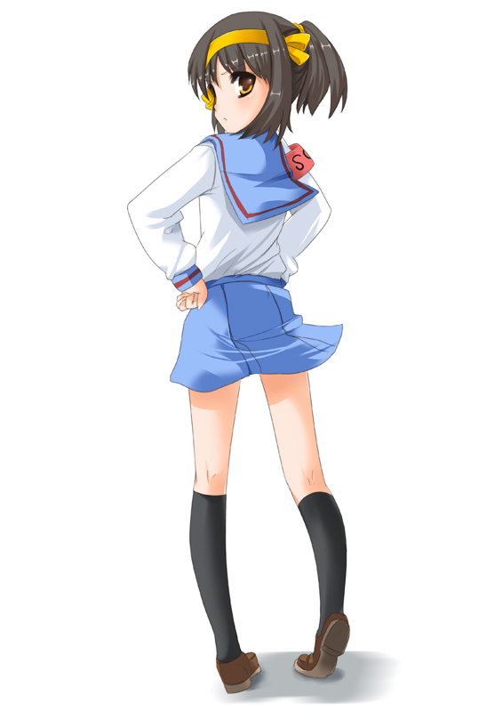 shouji ayumu, suzumiya haruhi, kadokawa shoten, suzumiya haruhi no yuuutsu, 00s, ponytail, school uniform, serafuku, solo