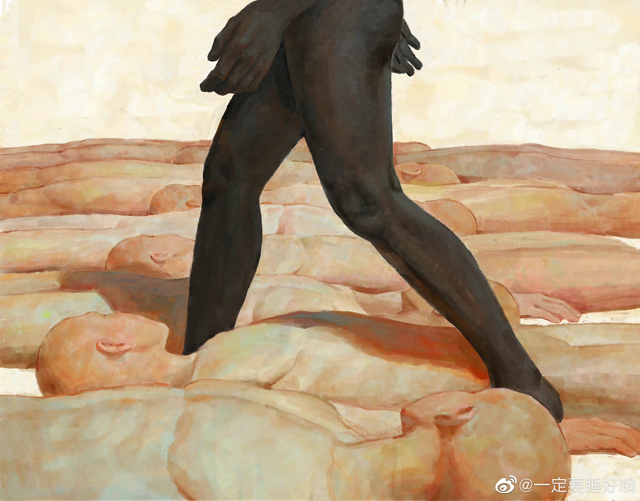 sleell11, original, highres, 6+others, ambiguous gender, androgynous, bald, black skin, colored skin, completely nude, dark skin, facing away, lying, multiple others, nude, on back, other focus, people, simple background, standing, very dark skin, walking, watermark, weibo username, weibo watermark, white background