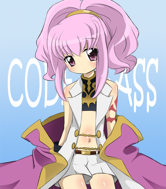 anya alstreim, code geass, 00s, 1girl, female focus, pink eyes, pink hair, ponytail, solo
