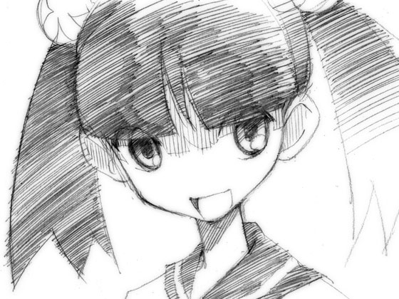 gofu, otonashi meru, sayonara zetsubou sensei, traditional media, 00s, greyscale, monochrome, sketch, solo