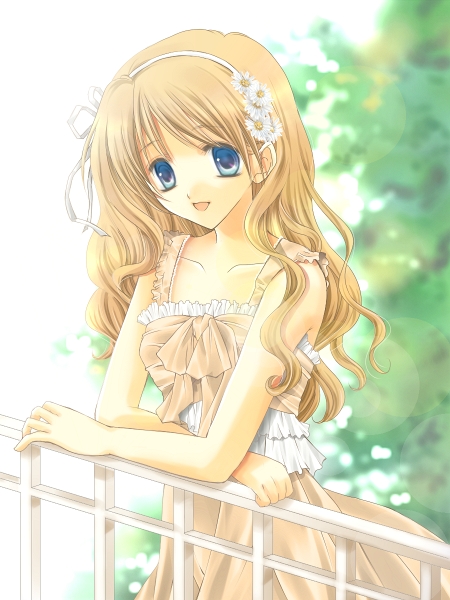 min-mu, original, tagme, blue eyes, brown hair, hairband, solo
