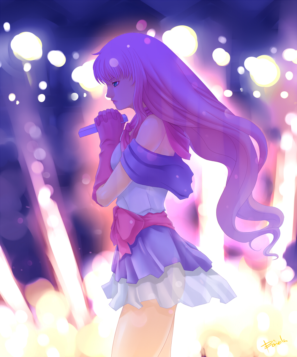 lynn minmay, sheryl nome, macross, macross frontier, highres, 1girl, cosplay, female focus, long hair, lynn minmay (cosplay), solo, very long hair