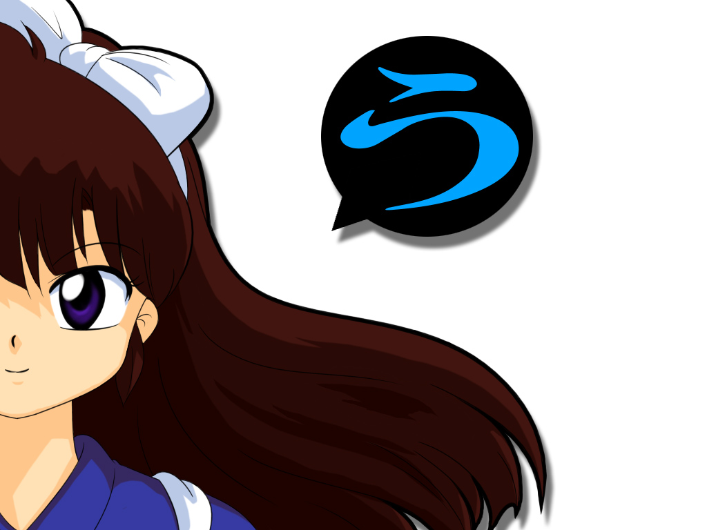 kj (k777), kuonji ukyou, azumanga daiou, ranma 1/2, 1girl, bow, brown hair, female focus, hair bow, long hair, parody, purple eyes, solo