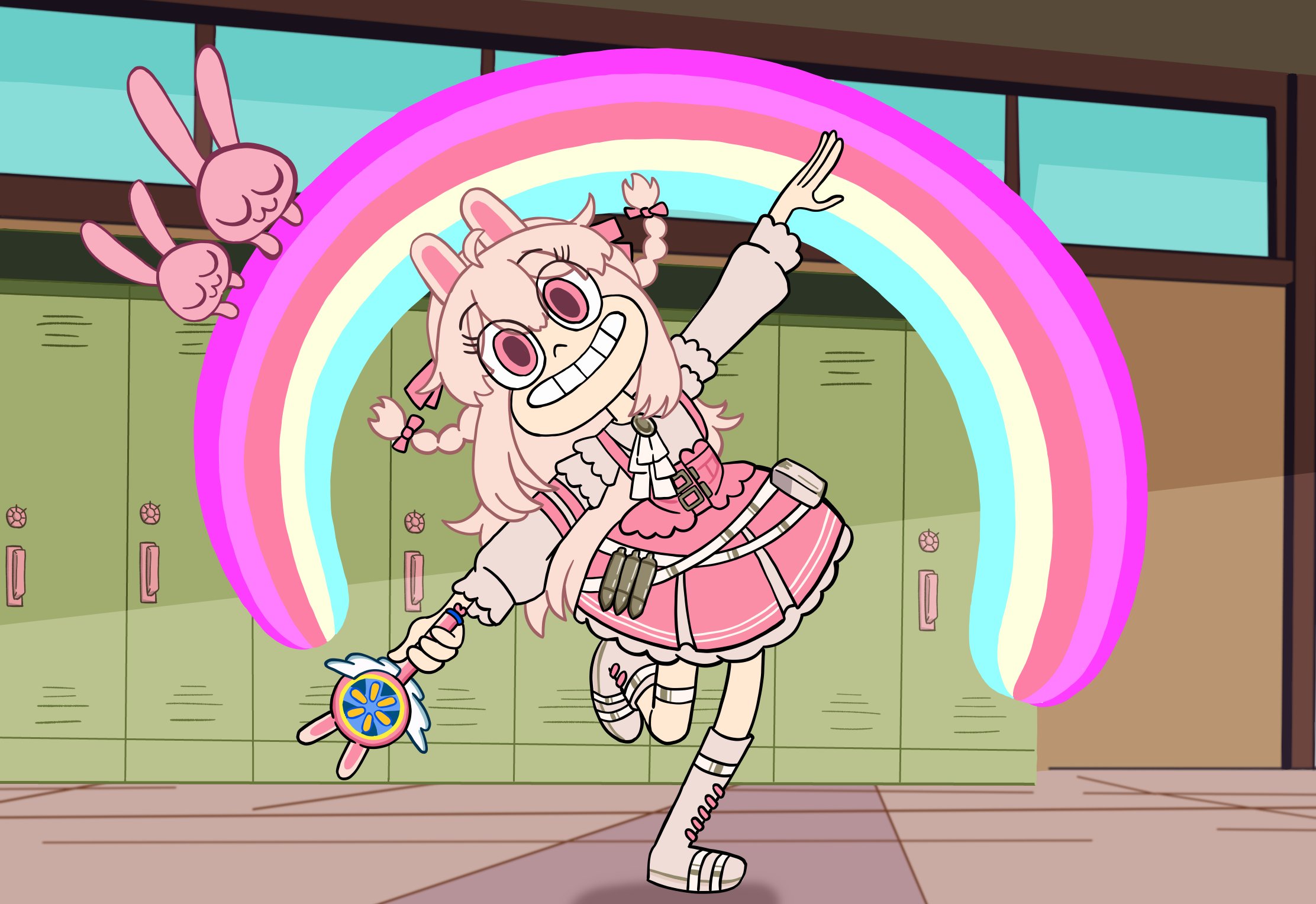 pipkin pippa, pipkin pippa (shipkin shippa), star butterfly, phase connect, star vs the forces of evil, highres, magical girl, parody, rainbow, style parody, thefaditto, wand