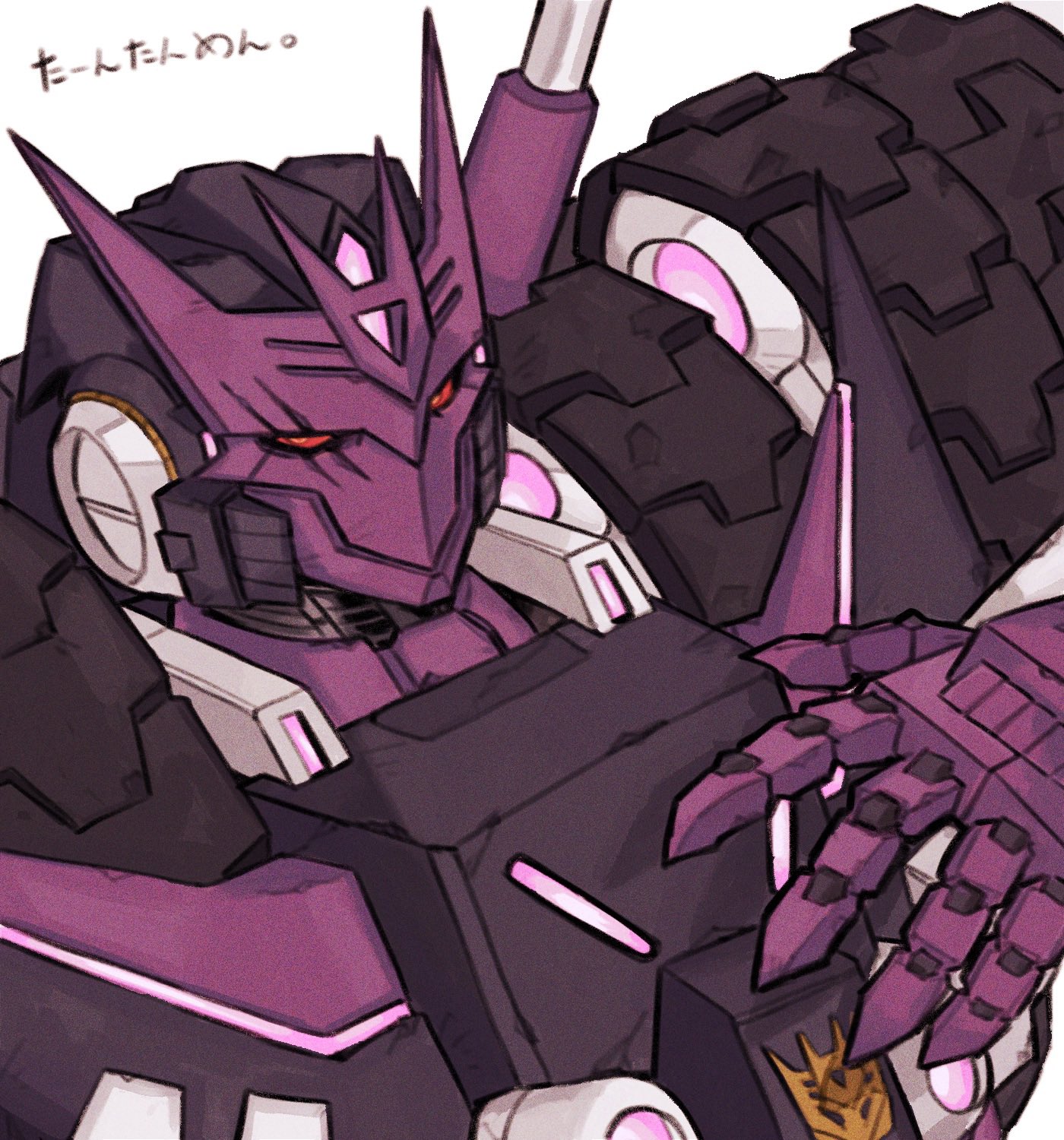 tarn, the transformers (idw), transformers, highres, decepticon, fingernails, humanoid robot, insignia, mask, mecha, ntov198440, purple mask, red eyes, robot, science fiction, sharp fingernails, white background