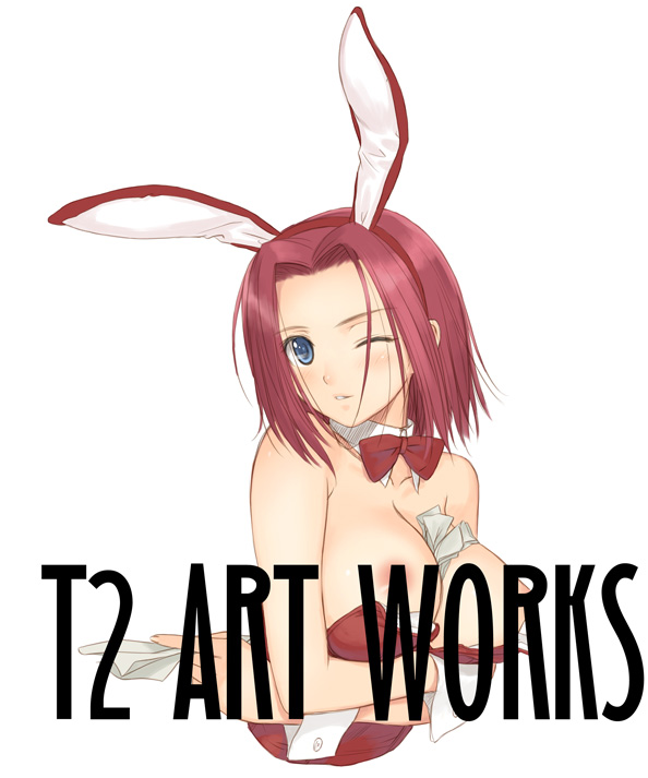 tony taka, kouzuki kallen, code geass, 00s, 1girl, animal ears, breasts, censored, censored by text, fake animal ears, female focus, large breasts, leotard, playboy bunny, rabbit ears, solo