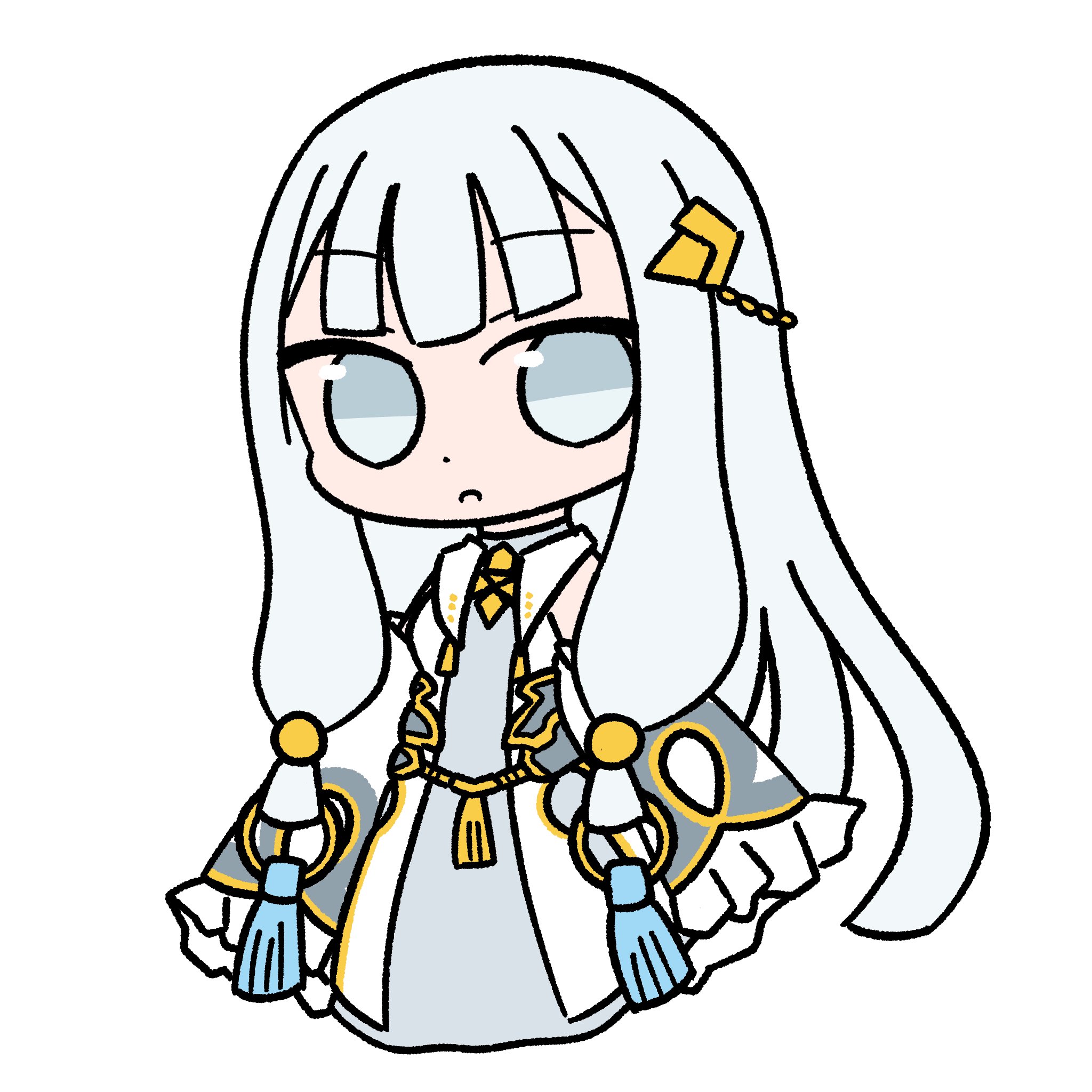 kiyu wosushi, shaman of the mirror (grimms notes), grimms notes, 1girl, chibi, chibi only, full body, simple background, solo, white background