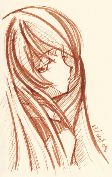 r-yeah, c.c., code geass, 00s, 1girl, brown theme, closed mouth, dated, expressionless, female focus, from behind, half-closed eyes, long hair, looking at viewer, looking back, monochrome, sketch, solo, upper body, very long hair