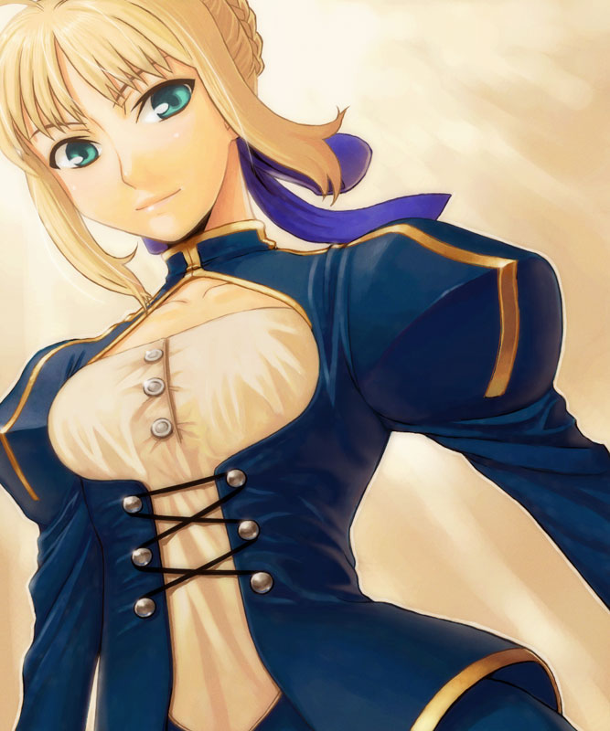 itou (onsoku tassha), artoria pendragon (fate), saber (fate), fate/stay night, fate (series), type-moon, bad id, bad pixiv id, 00s, 1girl, blonde hair, dress, female focus, green eyes, hair ribbon, ribbon, solo