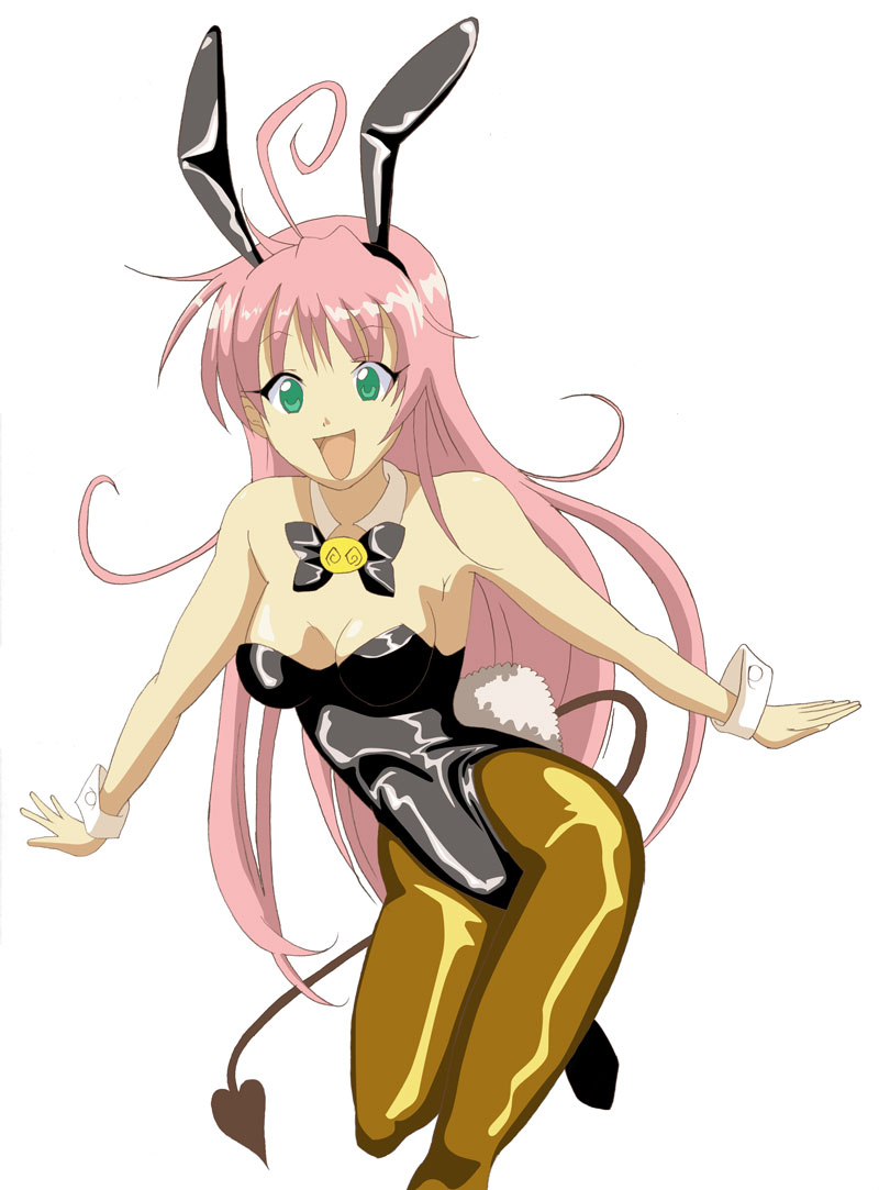 lala satalin deviluke, peke (to love-ru), to love-ru, 00s, 1girl, animal ears, fake animal ears, female focus, leotard, pantyhose, pink hair, playboy bunny, rabbit ears, solo