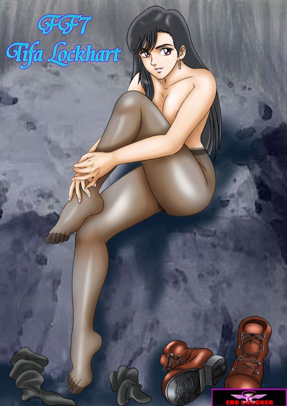 ero shocker, tifa lockhart, final fantasy, final fantasy vii, 1990s (style), 1girl, feet, female focus, full body, pantyhose, sitting, socks, solo, uncensored