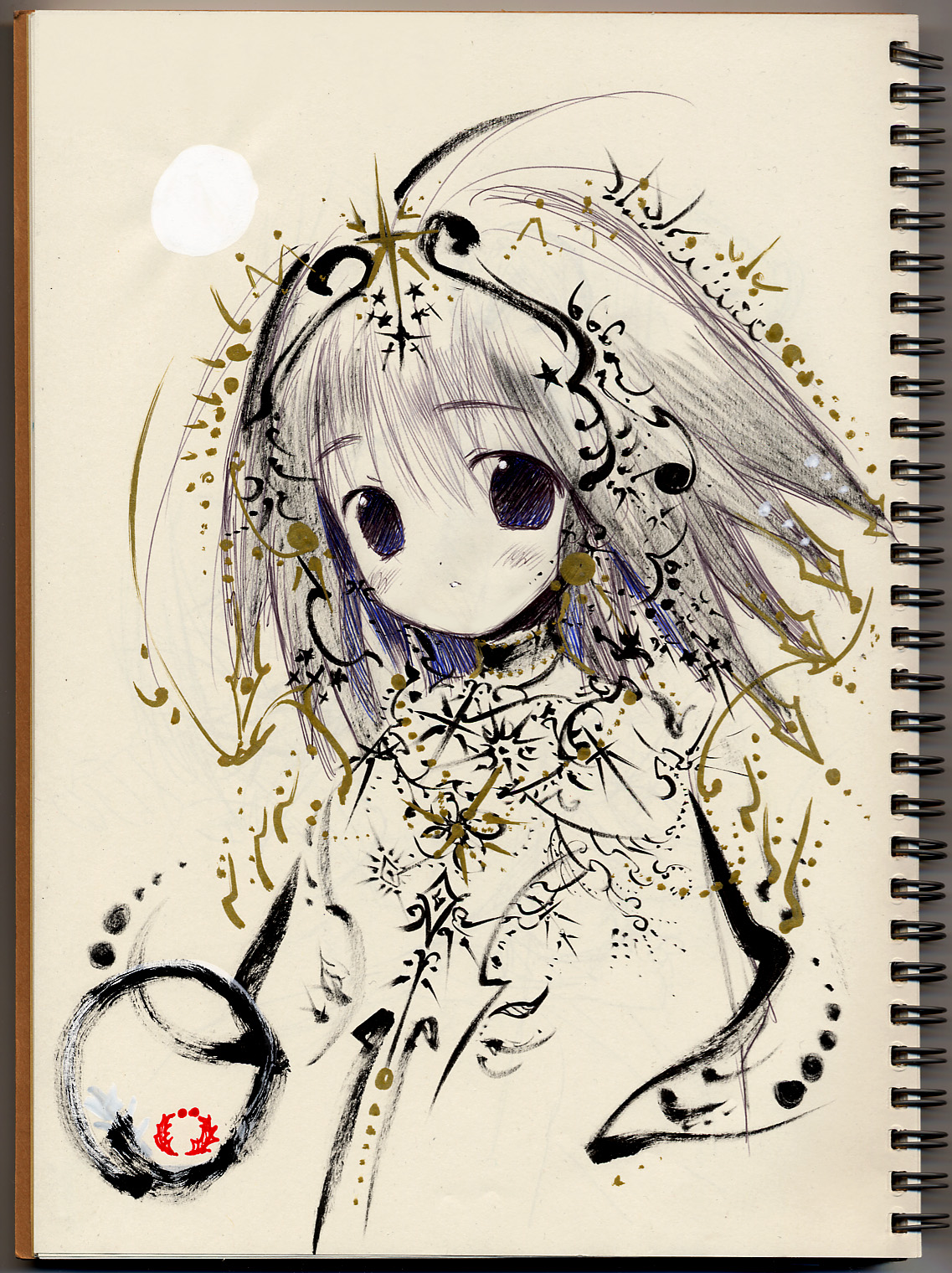 akio (akio 1963), akio (mememe), bad id, bad pixiv id, highres, photo (medium), traditional media, sketch, sketchbook, solo