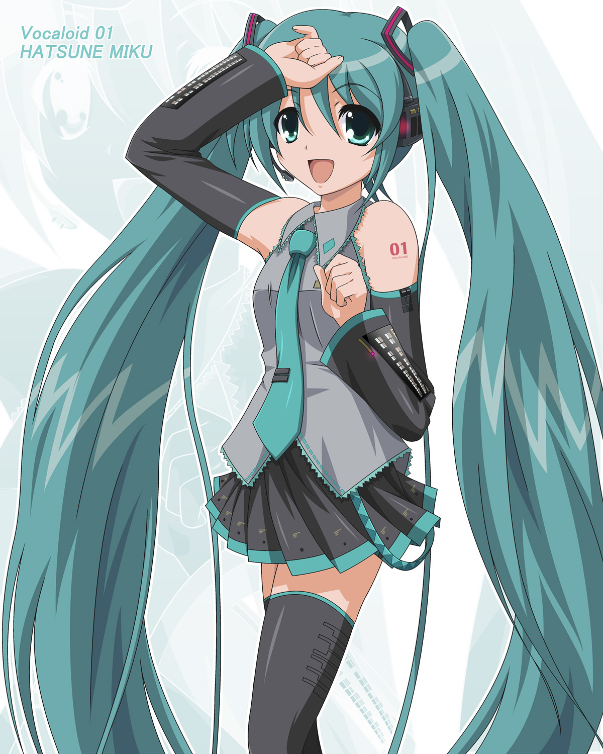 hatsune miku, vocaloid, highres, 1girl, aqua hair, female focus, long hair, solo, thighhighs, twintails, very long hair