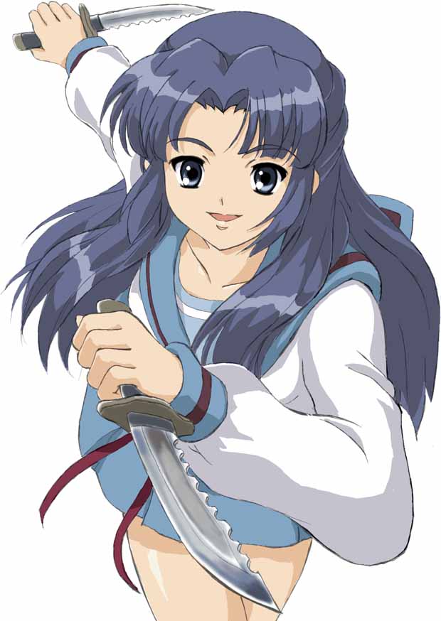 fujita (speedlimit), asakura ryoko, suzumiya haruhi no yuuutsu, 00s, knife, school uniform, serafuku, solo