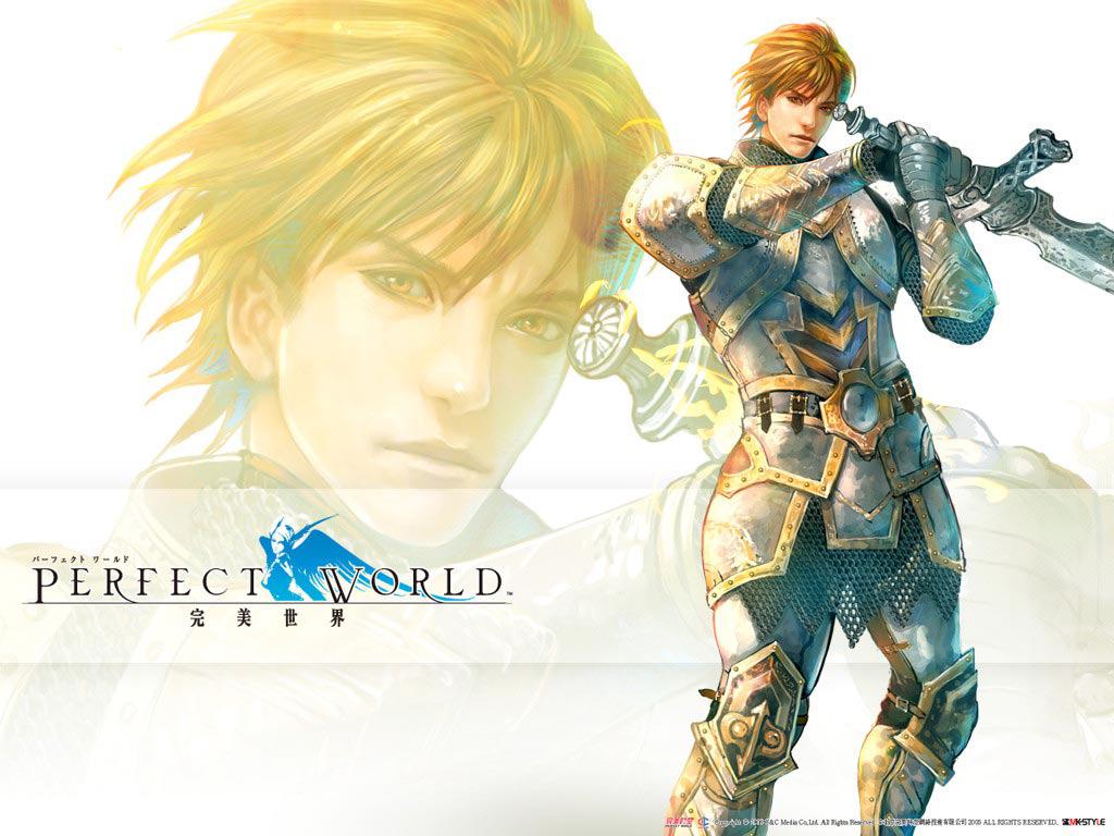 blademaster (character), perfect world, 1boy, armor, blonde hair, fantasy, male focus, solo, sword, weapon, white background