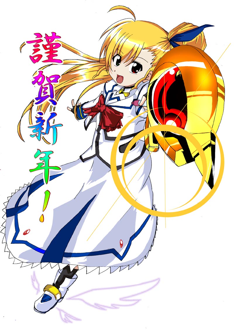 raising heart, raising heart (accel mode), takamachi nanoha, takamachi nanoha (sacred mode), vivio, lyrical nanoha, mahou shoujo lyrical nanoha, mahou shoujo lyrical nanoha strikers, cosplay, heterochromia, solo, takamachi nanoha (cosplay)