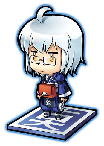 04bou, morichika rinnosuke, curiosities of lotus asia, touhou, silver hair, lowres, 1boy, chibi, glasses, male focus, short hair, solo, yellow eyes