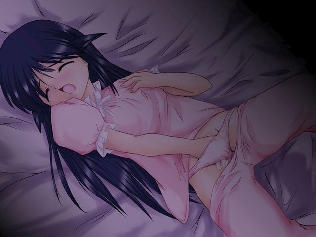 andou mahoro, mahoromatic, jpeg artifacts, 1girl, bed, blush, breasts, closed eyes, clothes pull, dark, female focus, female masturbation, fingering, grabbing own breast, hand in panties, loli, masturbation, open mouth, pajamas, pajamas pull, panties, pants, pants pull, pink pajamas, pink panties, pussy juice, pussy juice stain, small breasts, solo, spread legs, underwear