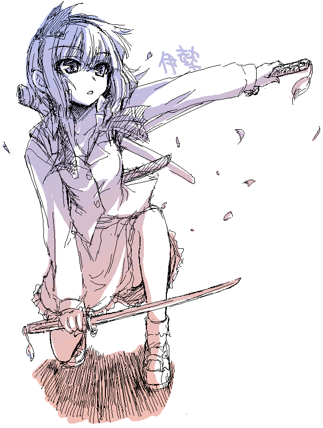 iseno yajin, konpaku youmu, touhou, tagme, 1girl, female focus, monochrome, solo