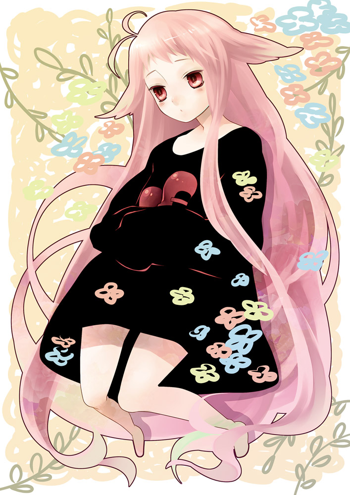yoko (shiocolor), bad id, bad pixiv id, tagme, long hair, oversized clothes, pink hair, red eyes, siomusubi, solo