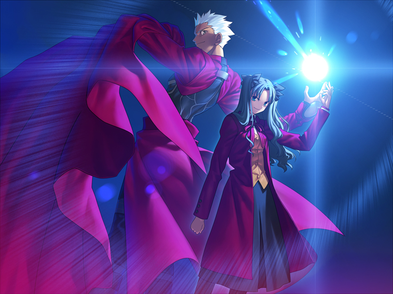 archer (fate), tohsaka rin, fate/hollow ataraxia, fate/stay night, fate (series), game cg, tagme, 00s, 1boy, 1girl, twintails