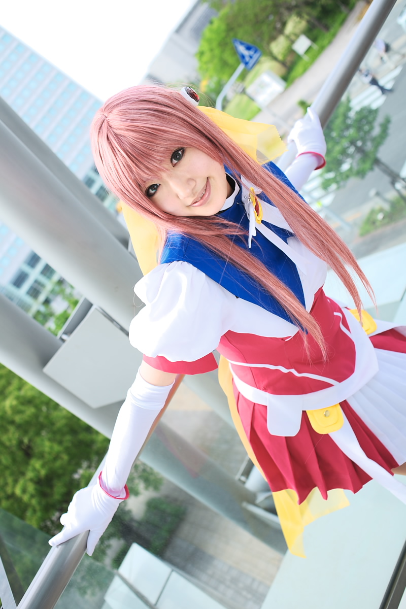 saya (cosplayer), escalayer, choukou (alicesoft), choukou tenshi escalayer, highres, photo (medium), cosplay, school uniform, serafuku