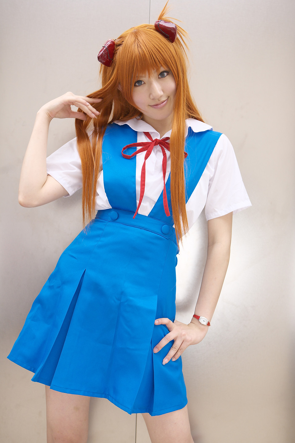 saya (cosplayer), neon genesis evangelion, highres, photo (medium), cosplay, school uniform, serafuku, souryuu asuka langley (cosplay)