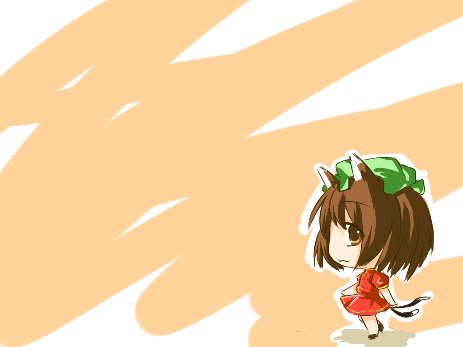 bckong, chen, touhou, bad id, bad pixiv id, highres, 1girl, :3, animal ears, cat ears, cat girl, cat tail, chibi, female focus, hat, smile, solo, tail