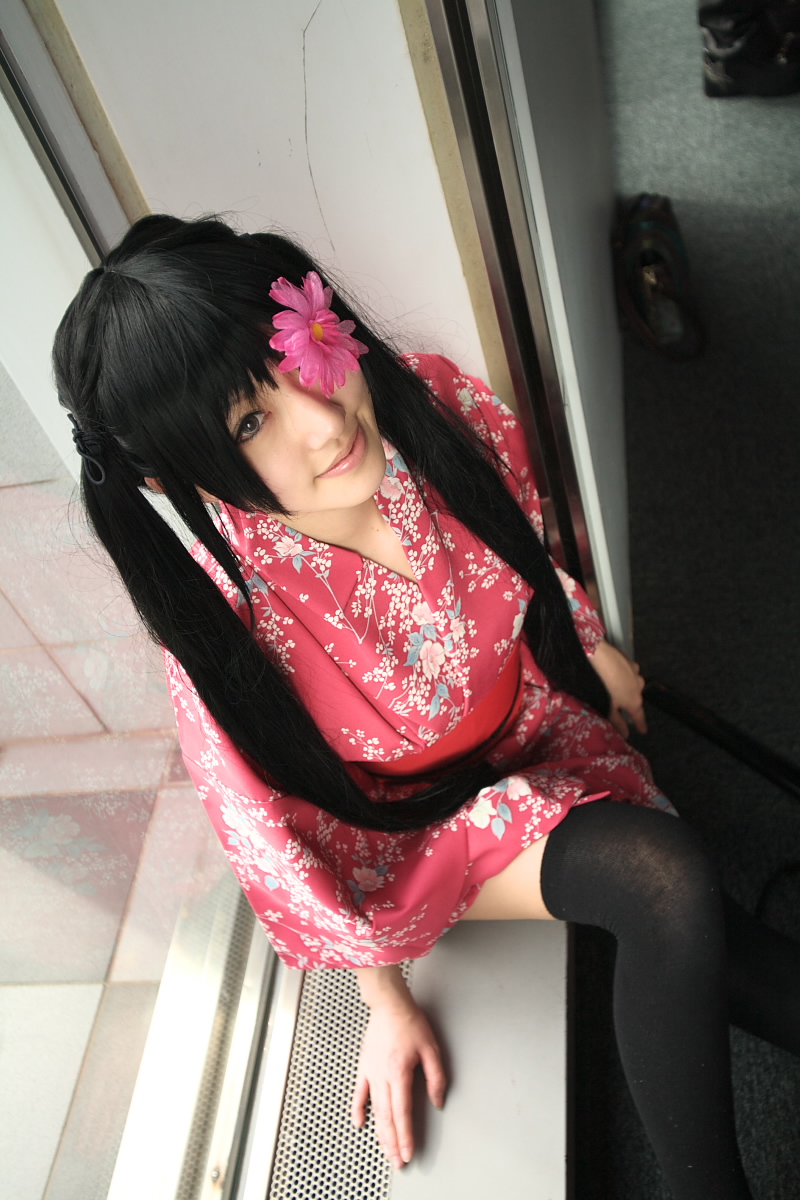 saya (cosplayer), yagyuu kyuubei, gintama, highres, photo (medium), cosplay, eyepatch, flower eyepatch