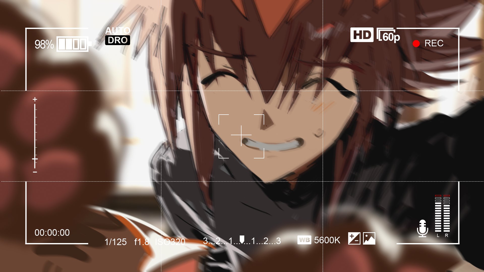 cocaduel, pharaoh (cat), yuki judai, yu-gi-oh!, yu-gi-oh! gx, highres, 1boy, adjusting camera, animal hands, black shirt, blush, brown hair, cat, cat paws, closed eyes, male focus, recording, shirt, sidelocks, smile, sweatdrop, viewfinder
