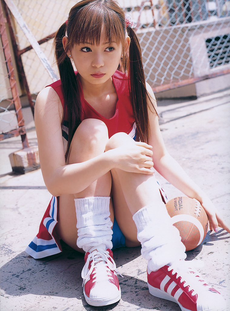 nakagawa shoko, baton, photo (medium), american football, asian, blue panties, cheerleader, earrings, fence, hair bobbles, hair ornament, jewelry, loose socks, panties, pantyshot, rooftop, shoes, sneakers, socks, twintails, underwear