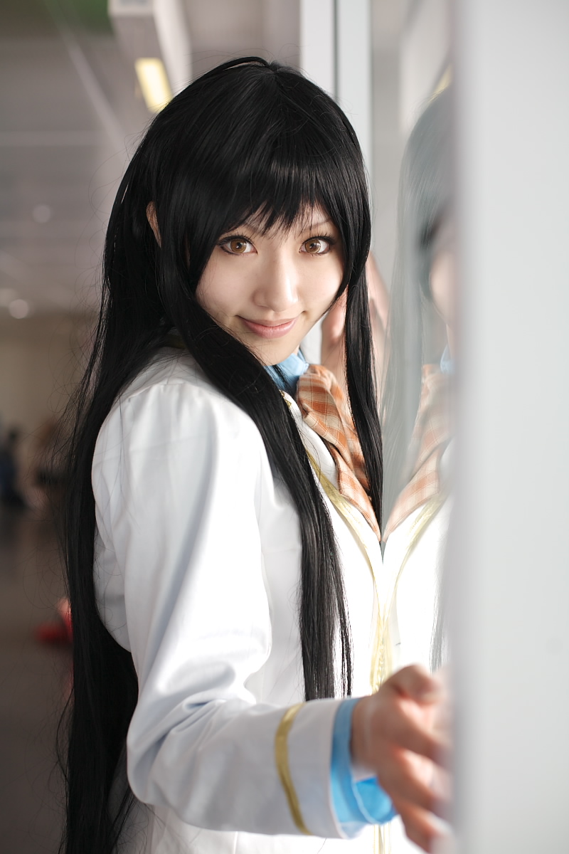 saya (cosplayer), nanto yaya, strawberry panic!, highres, photo (medium), blazer, blouse, bow, cosplay, jacket, school uniform, shirt