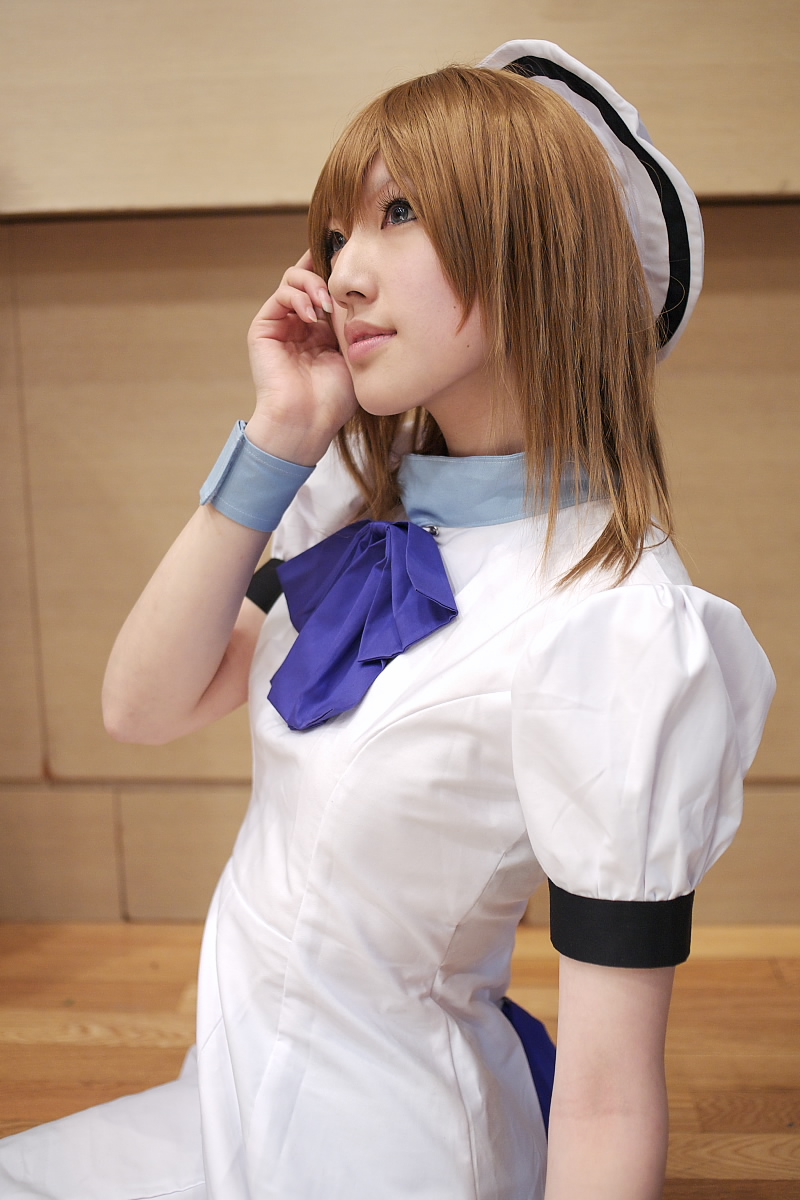 saya (cosplayer), ryuuguu rena, higurashi no naku koro ni, highres, photo (medium), billhook, boots, cosplay, hat, sailor hat, thighhighs