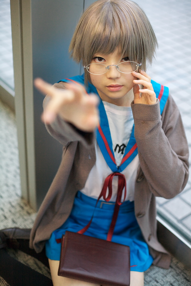 kanata (model), nagato yuki, suzumiya haruhi no yuuutsu, highres, photo (medium), cosplay, glasses