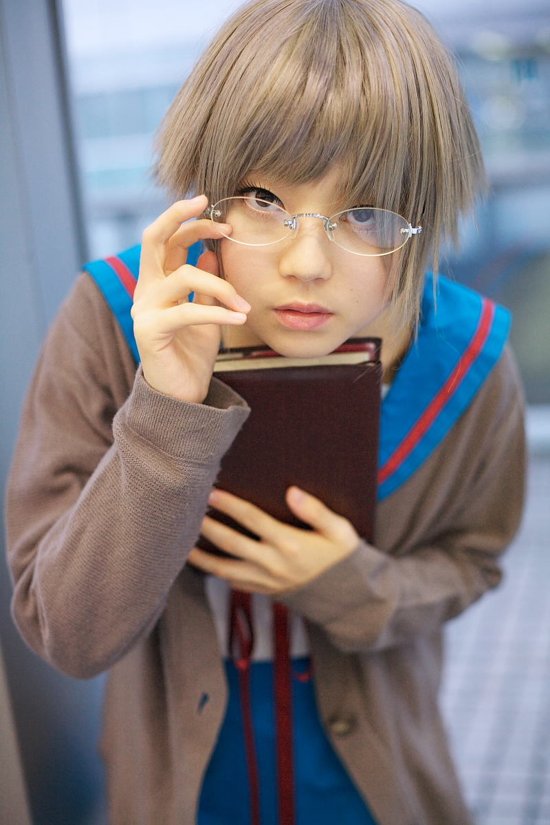 kanata (model), nagato yuki, suzumiya haruhi no yuuutsu, highres, photo (medium), cosplay, glasses