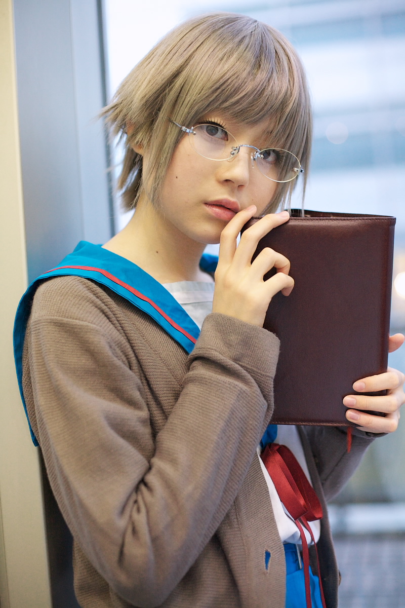 kanata (model), nagato yuki, suzumiya haruhi no yuuutsu, highres, photo (medium), cosplay, glasses