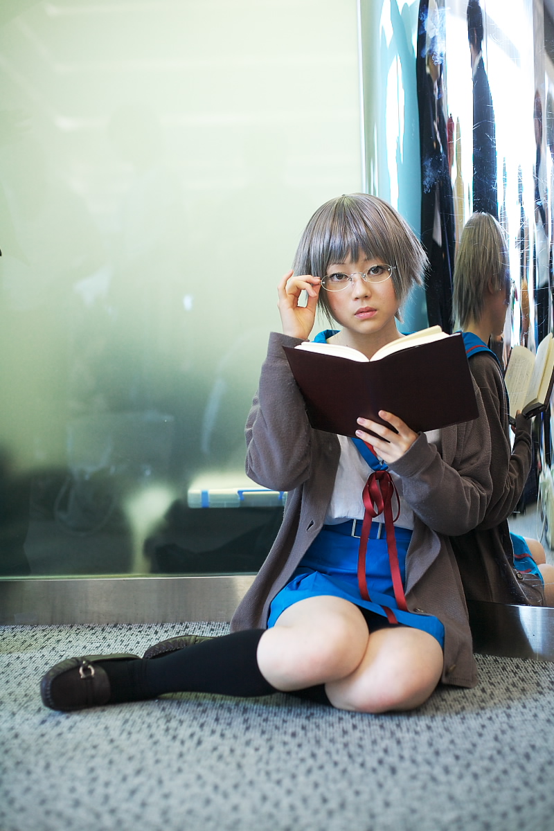 kanata (model), nagato yuki, suzumiya haruhi no yuuutsu, highres, photo (medium), cosplay, glasses