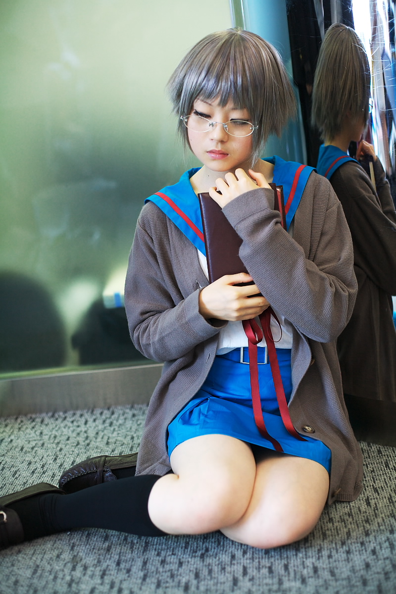 kanata (model), nagato yuki, suzumiya haruhi no yuuutsu, highres, photo (medium), cosplay, glasses