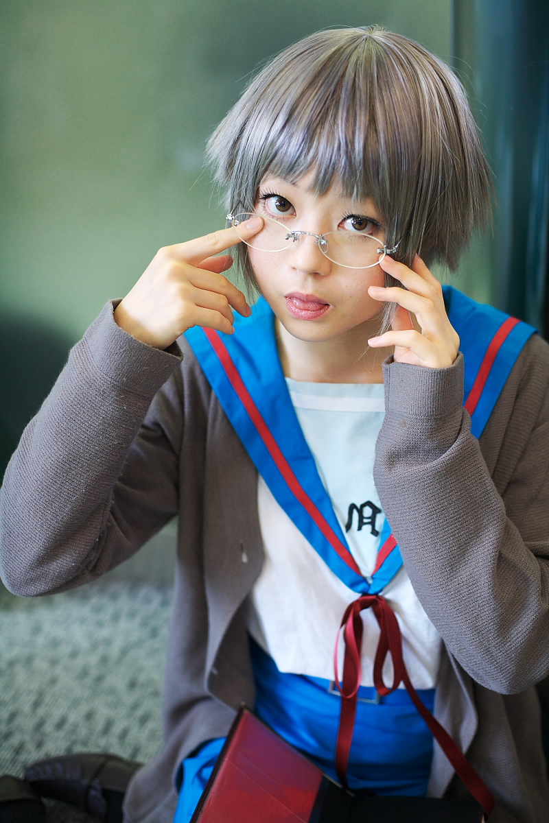 kanata (model), nagato yuki, suzumiya haruhi no yuuutsu, highres, photo (medium), cosplay, glasses